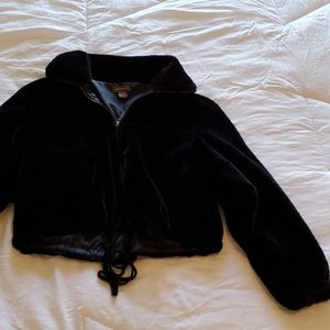 Fuzzy bomber jacket